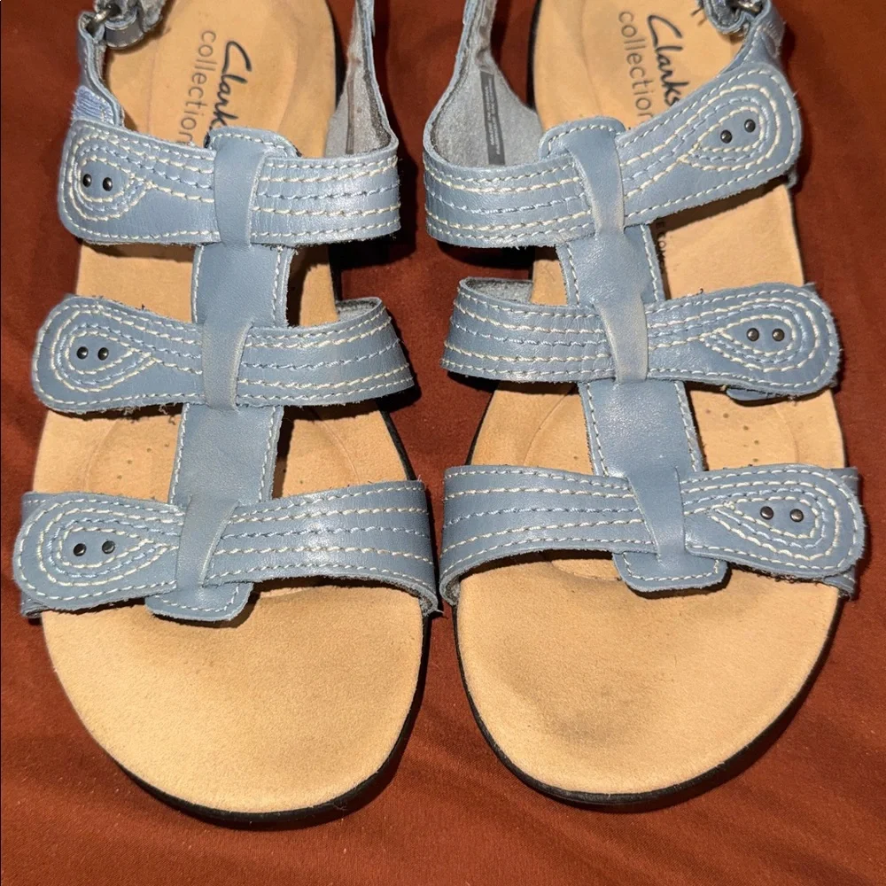 CLARKS WOMEN'S LAURIEANN VINE BLUE GREY LEATHER Size 7.5 - Picture 9 of 9